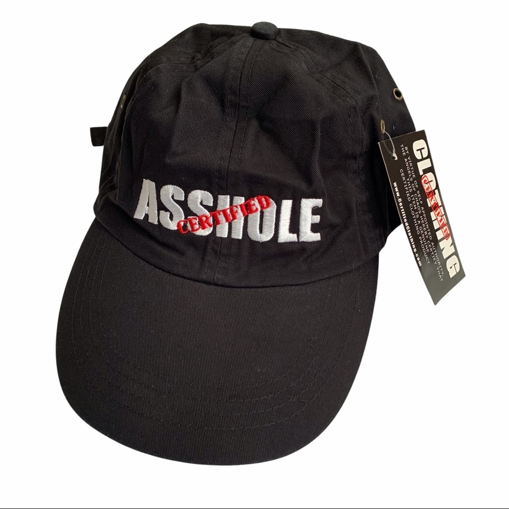 Certified A**hole Hat w Adjustable Strap Raiders Biker Punk Trump Gay Pride